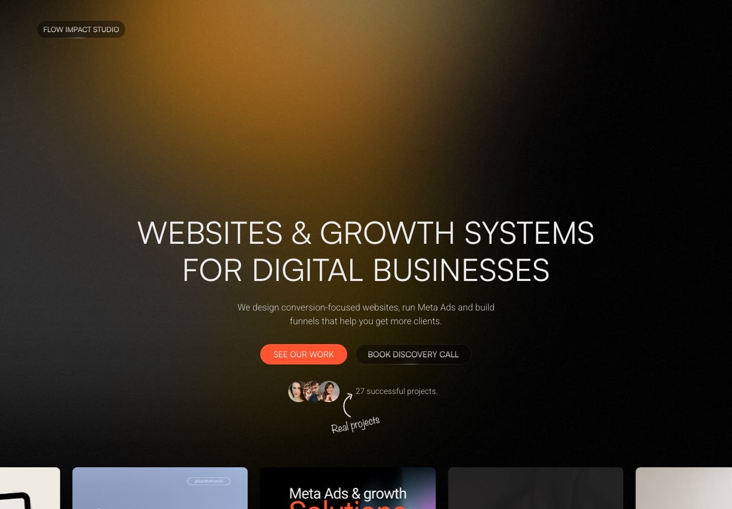 Strona główna Flow Impact Studio z hasłem Websites and growth systems for digital businesses