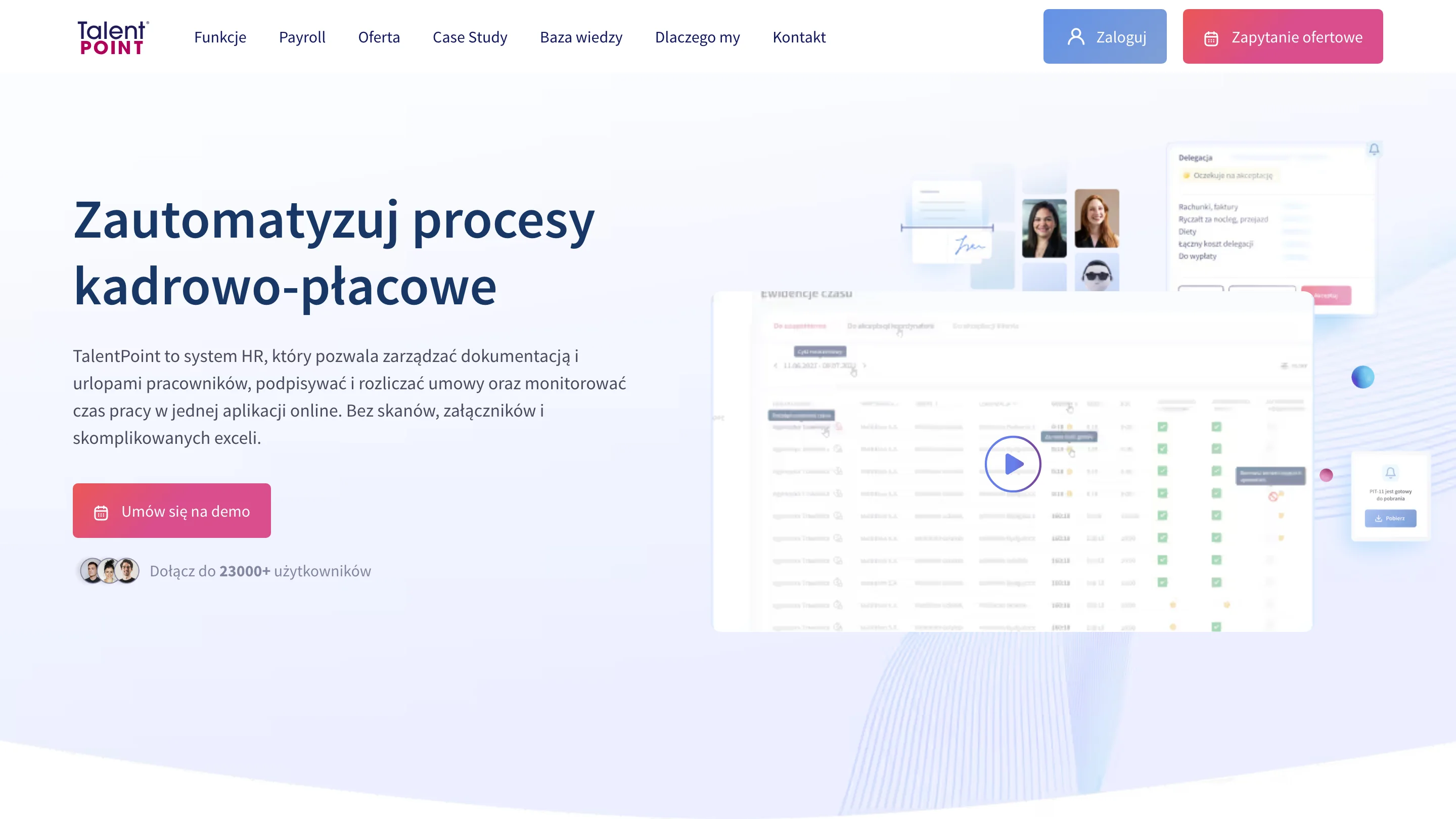 Zrzut strony głównej TalentPoint
